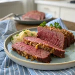 Air Fryer Corned Beef slices on plate